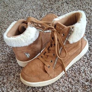 U.S. Polo Assn. Women's Brown Sneakers with White Trim